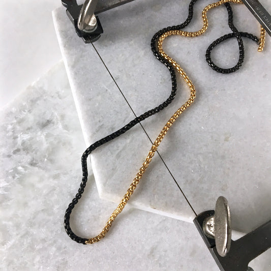 Seville Thin Ombre Black Rhodium X Rhodium Snake Necklace