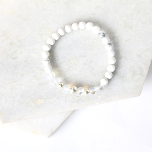 Together but Apart Simplicity Bracelet - White Howelite & Sterling Silver