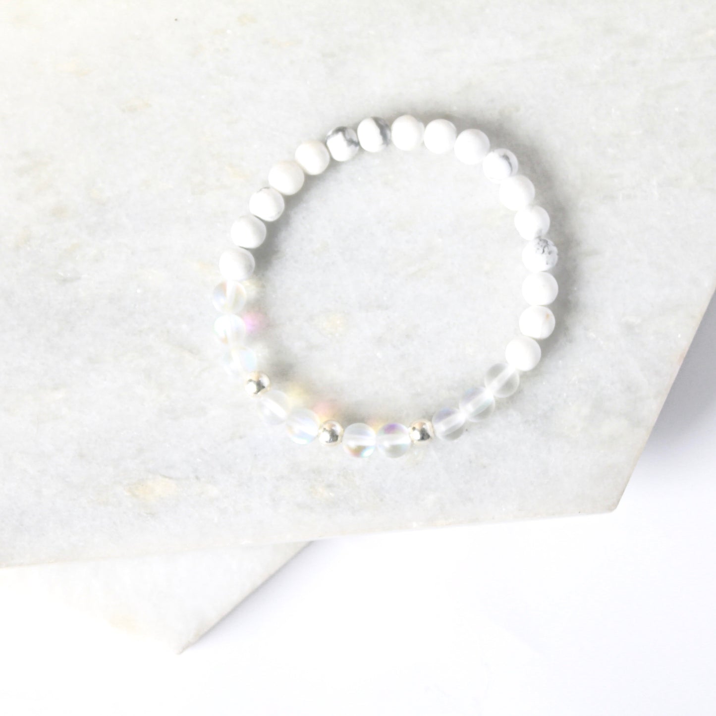 Together but Apart Simplicity Bracelet - White Howelite  & Sterling Silver Mini Version