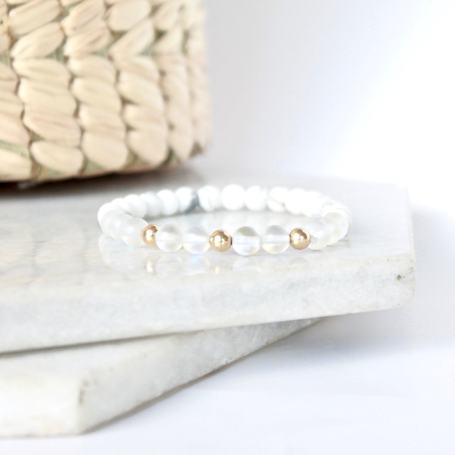 Together but Apart Simplicity Bracelet - White Howelite  & Gold Filled Mini Version