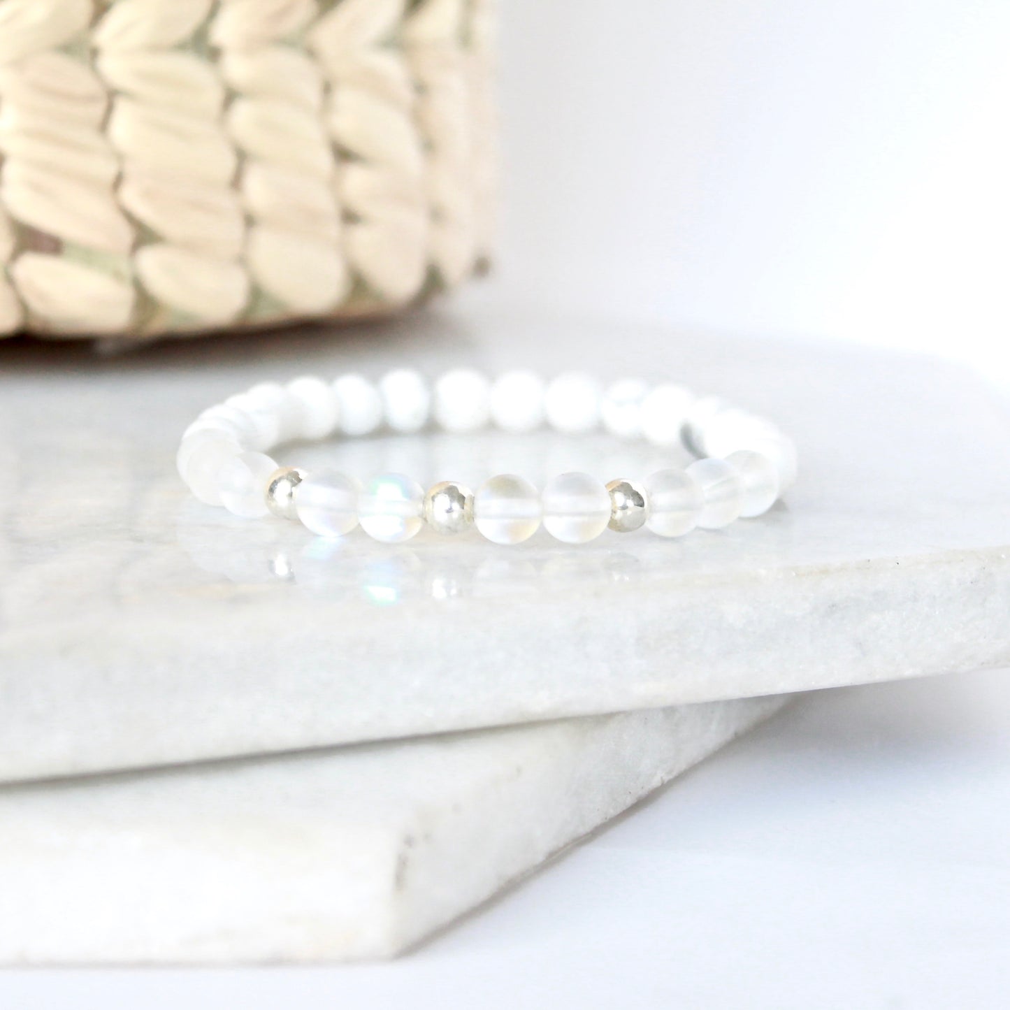 Together but Apart Simplicity Bracelet - White Howelite  & Sterling Silver Mini Version