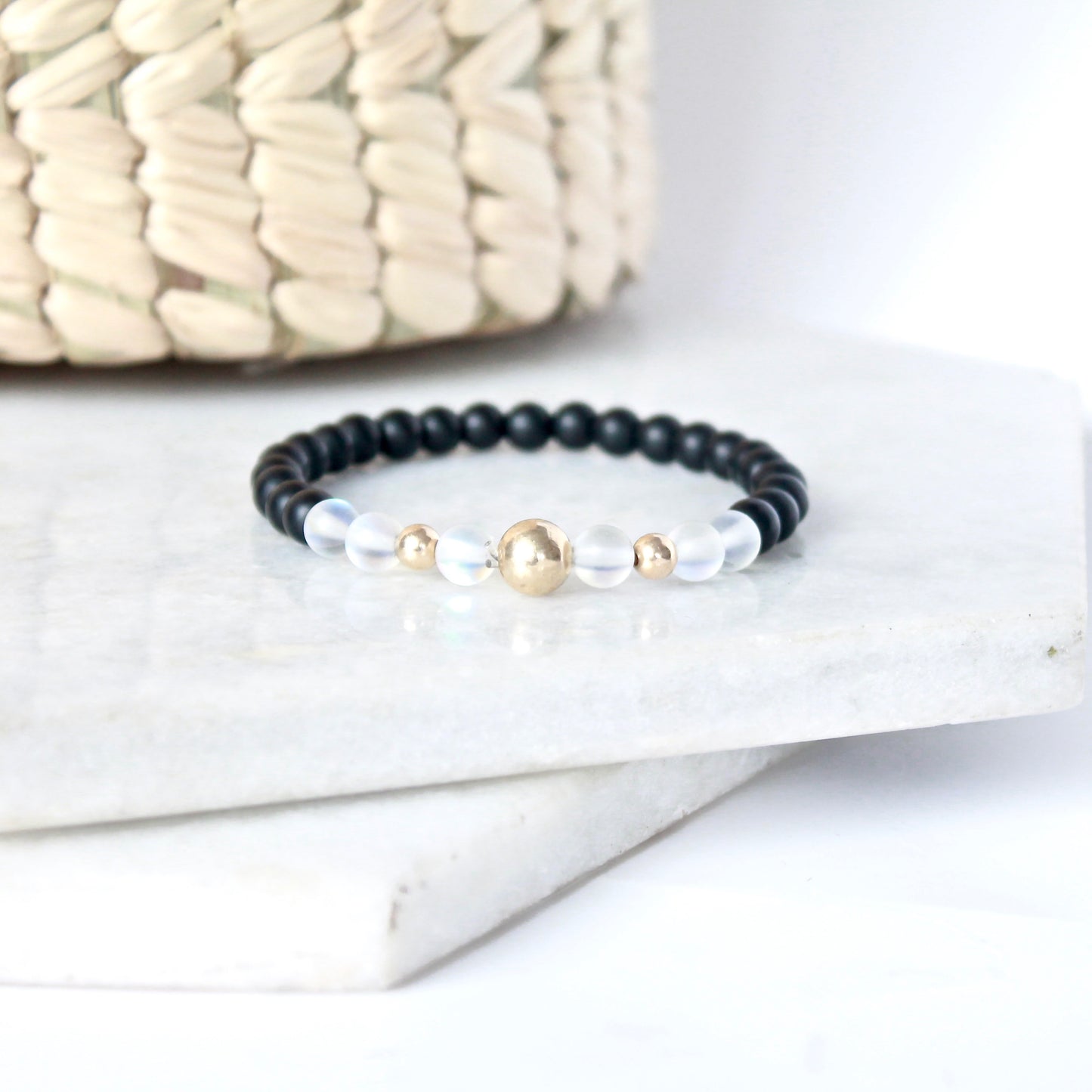 Together but Apart Simplicity Bracelet - Onyx & Gold Fill