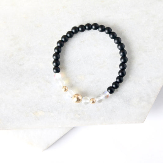 Together but Apart Simplicity Bracelet - Onyx & Gold Fill
