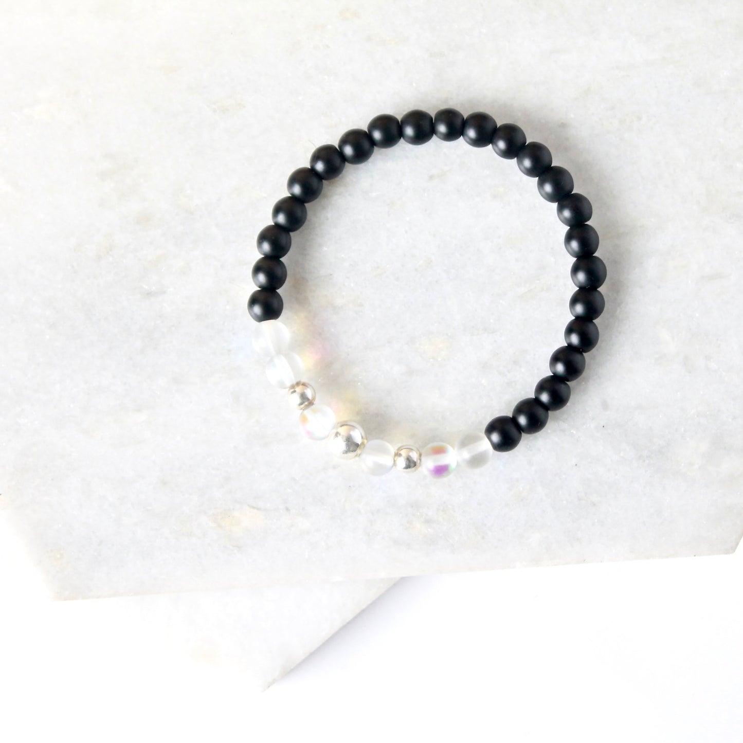 Together but Apart Simplicity Bracelet - Onyx & Silver Mini Version