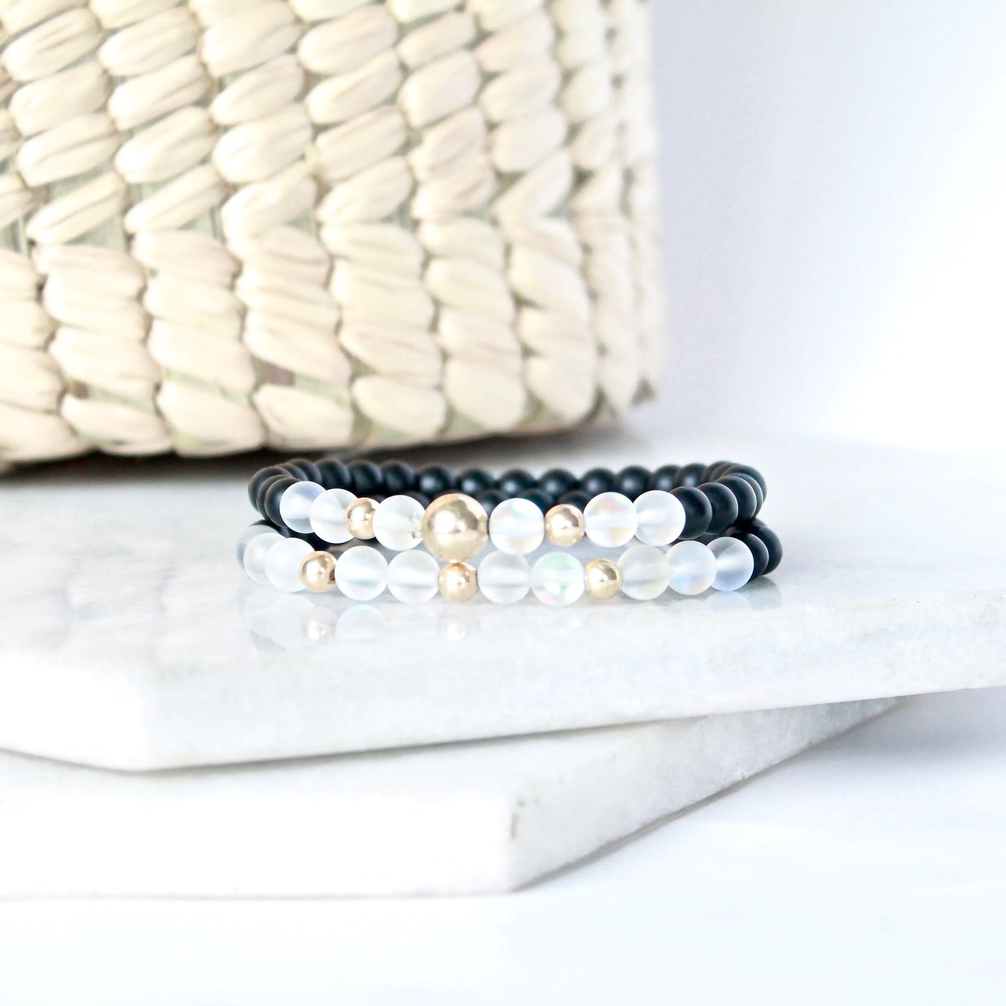 Together but Apart Simplicity Bracelet - Onyx & Gold Fill