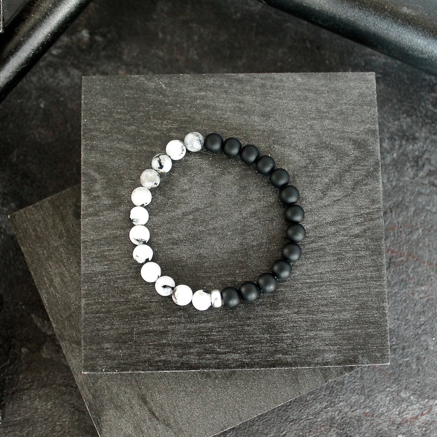Zoned Bracelet - Black & White Moonstone