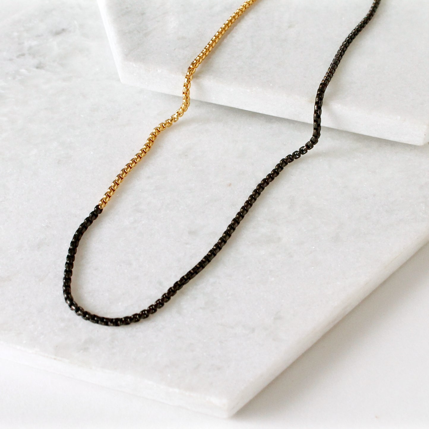 Seville Thin Ombre Black Rhodium X Rhodium Snake Necklace