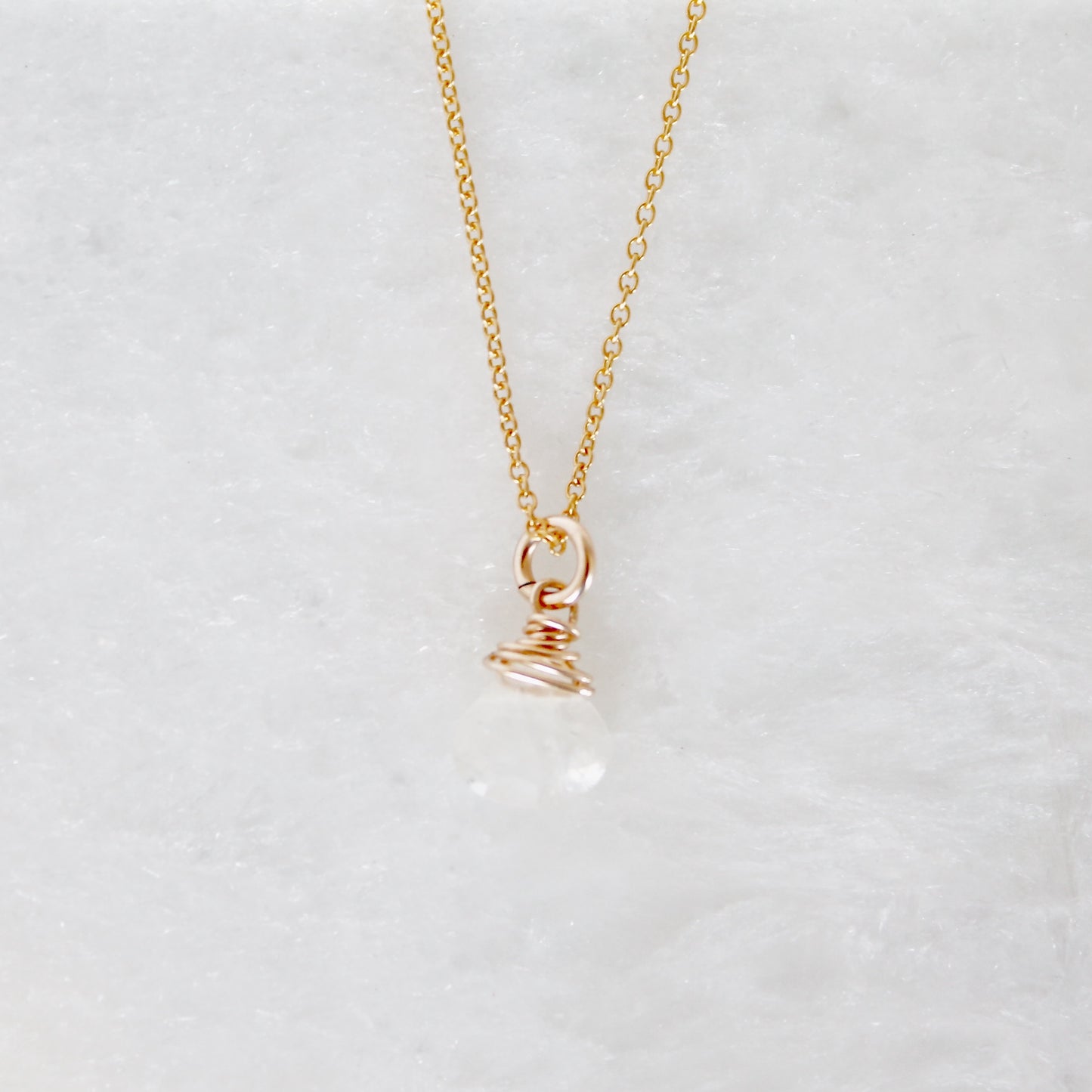 Teardrop Wire Wrap Mini Gemstone Necklace