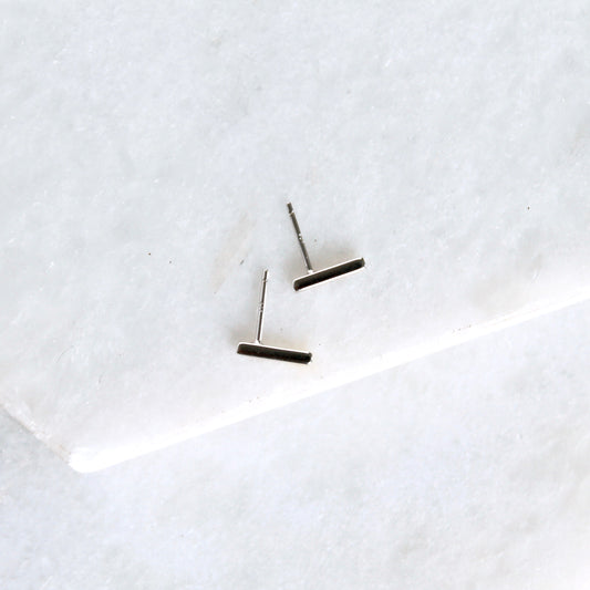 Block Bar Studs - Silver